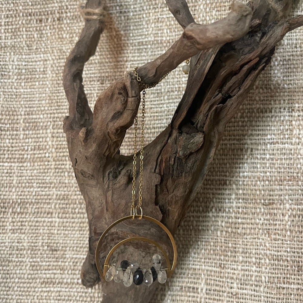 Gold and Black Beaded Necklace